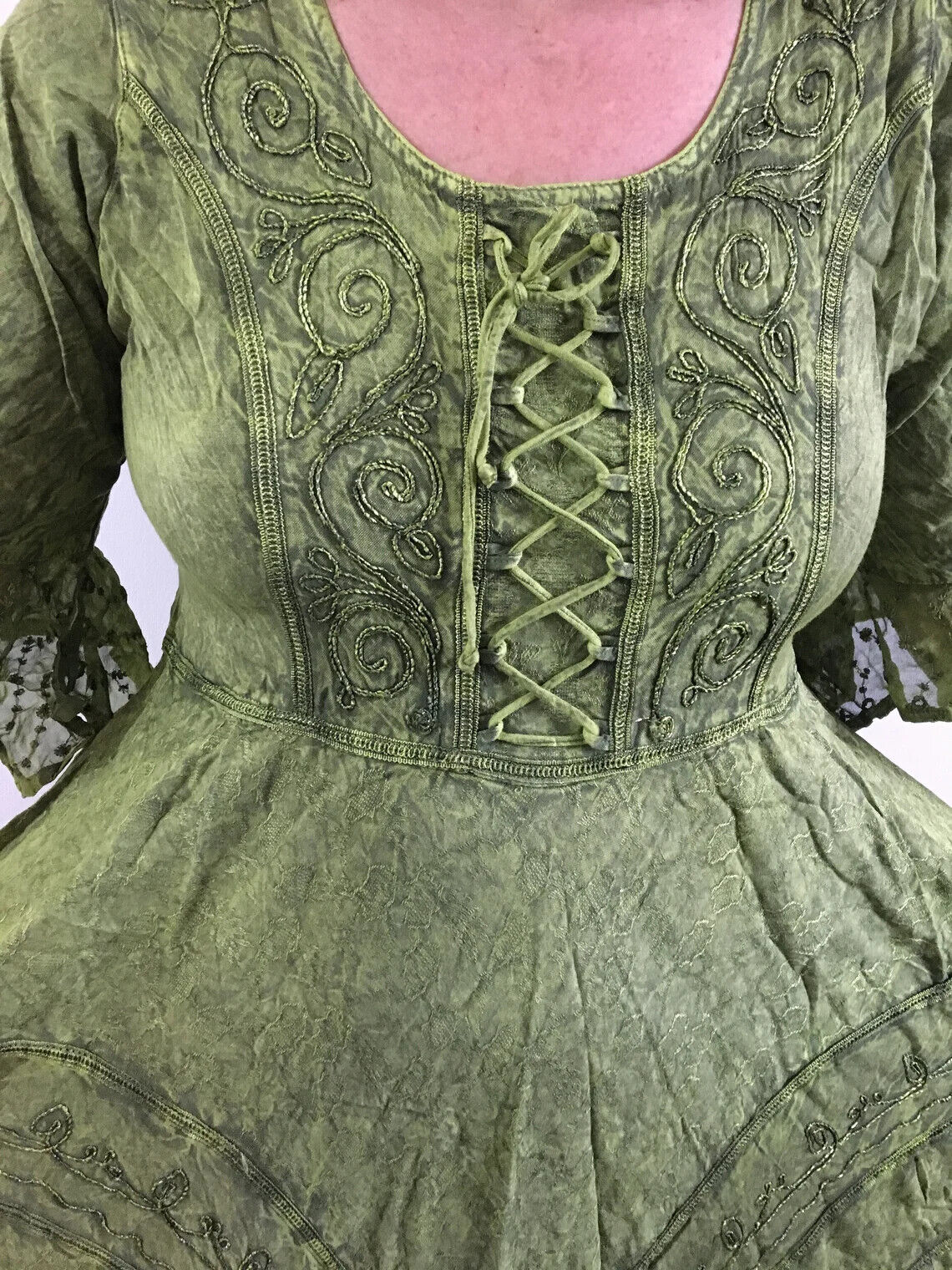 Green Long Maxi Medieval LARP Witchy Pagan Wicca Dress Wedding Plus Size 14 16 18