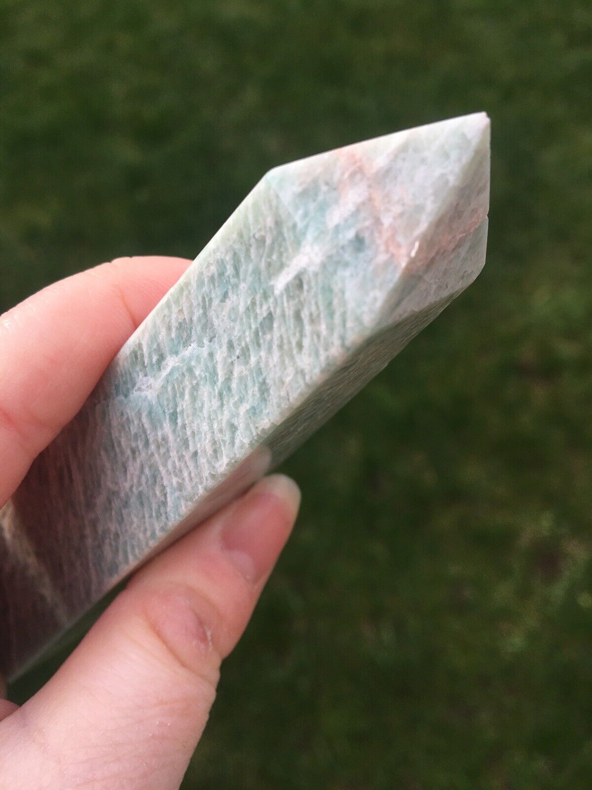 Amazonite Crystal 170g 12cm Tower Point Obelisk Generator Reiki Healing Wand