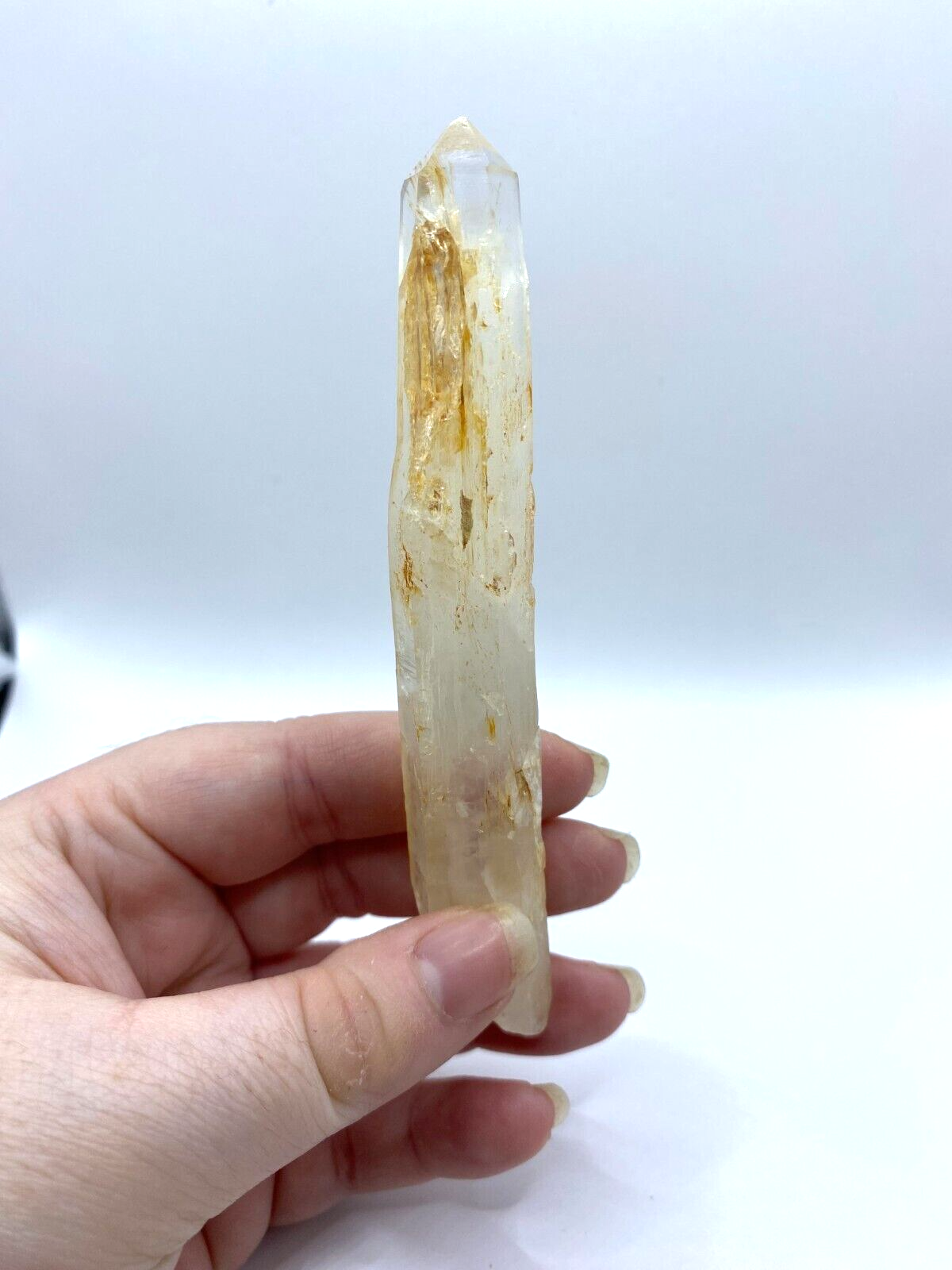 Blue Smoke Golden Healer Lemurian Quartz Wand Tower Crystal AAA Grade 40g LQ18