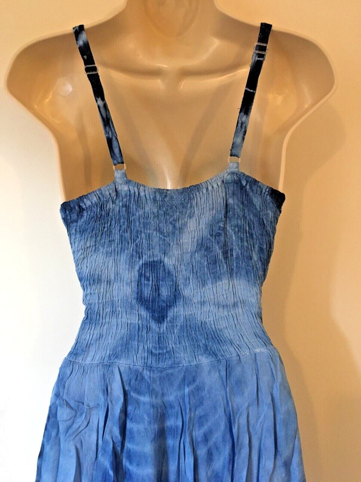 Blue Tie Dye Corset witchy pagan medieval corset wicca pixie dress Size 10 12 14