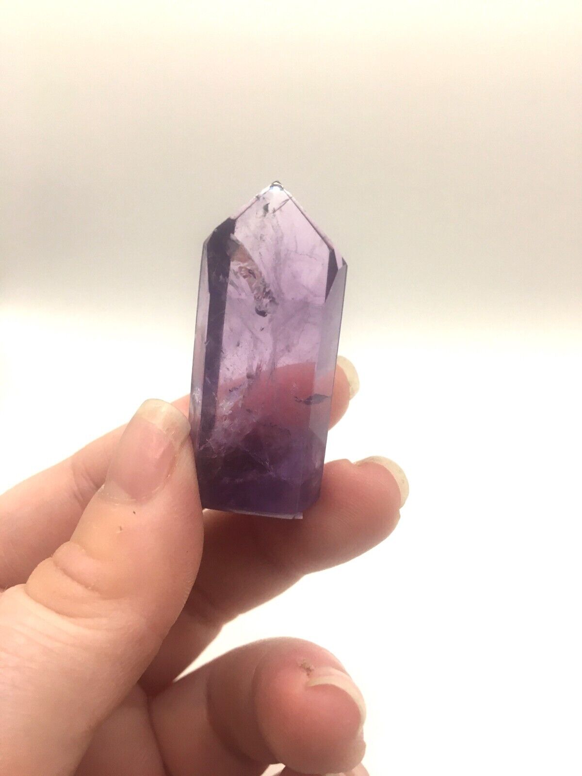 Phantom Amethyst Crystal A Grade Brazil 15g 4.3 cm Tower Point Obelisk A6