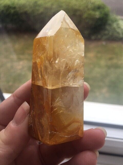 Golden Healer Quartz Crystal 115g 7 cm Tower Obelisk Healing Yellow Hematoid