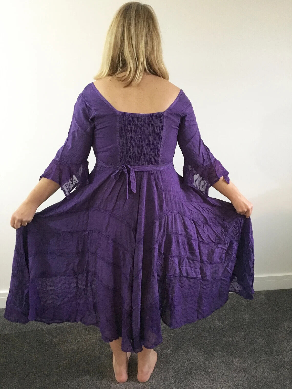 Purple Long Maxi Medieval LARP Witchy Pagan Wicca Dress Wedding Plus Size 14 16 18