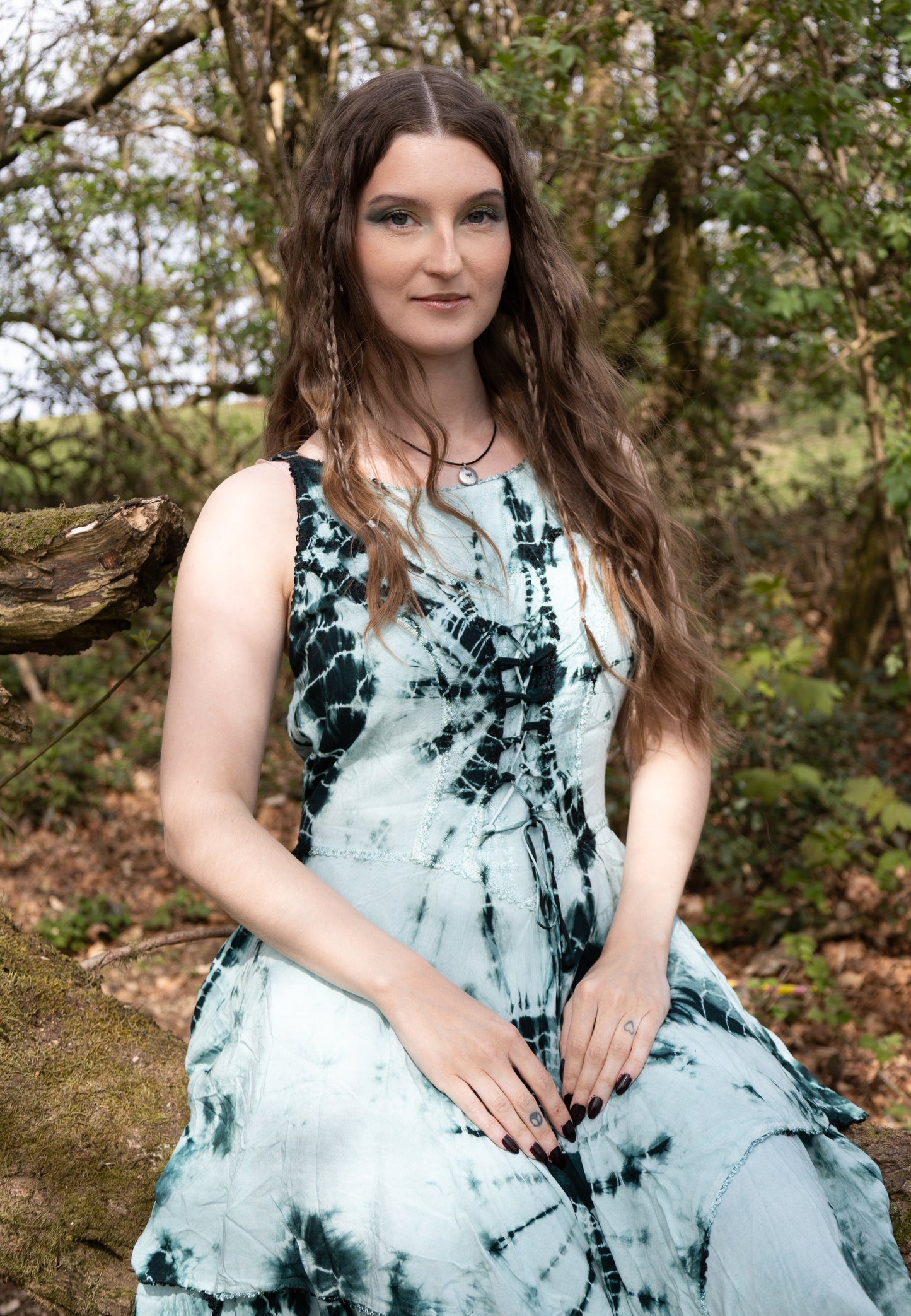 Green Tie Dye Corset witchy pagan medieval corset wicca pixie dress Size 10 12 14 16
