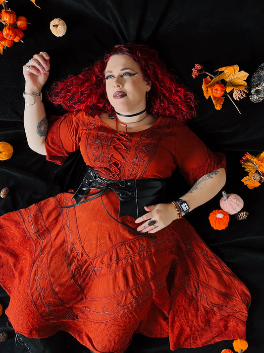 Red Long Maxi Medieval LARP Witchy Pagan Wicca Dress Wedding Plus Size 14 16 18