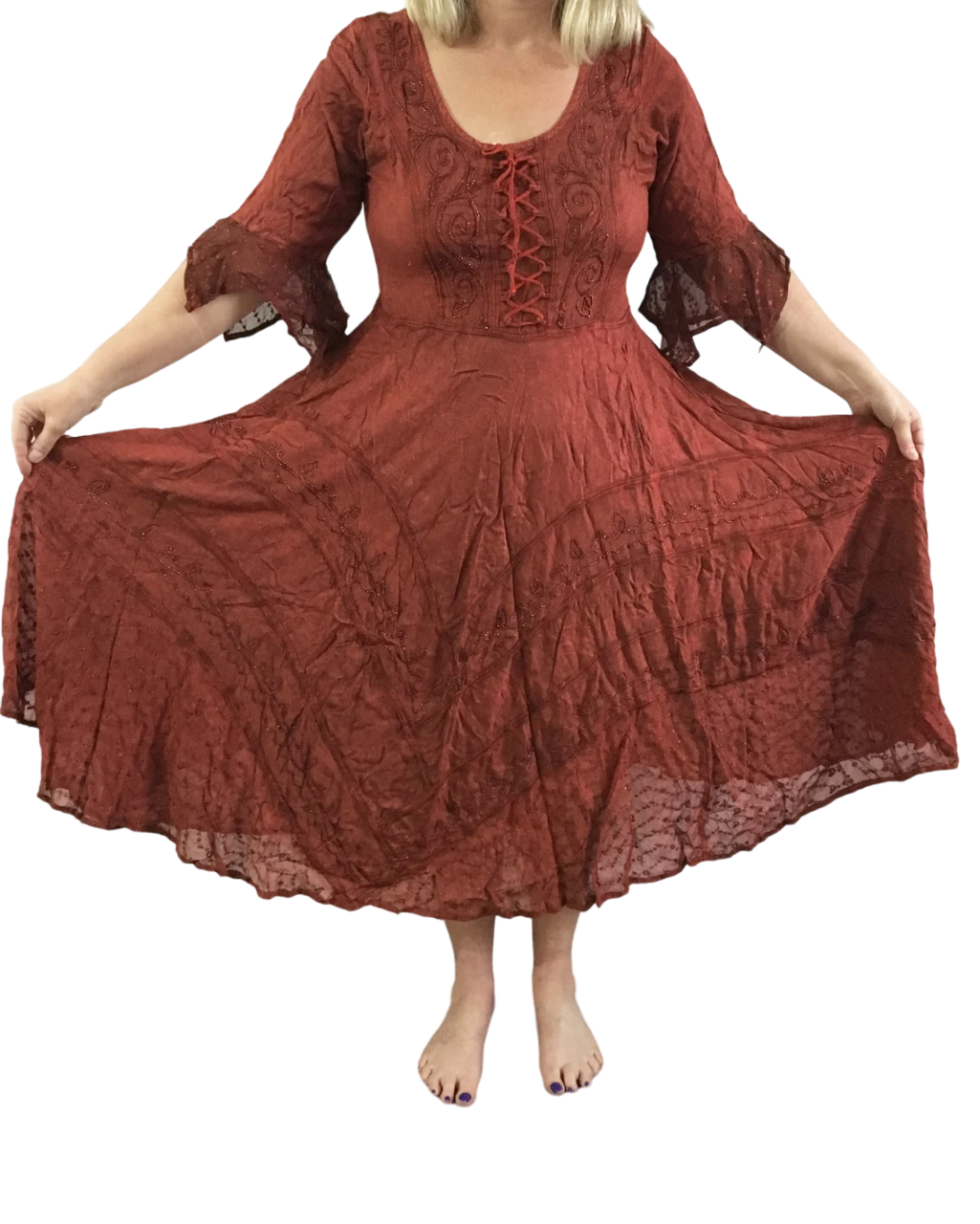 Red Long Maxi Medieval LARP Witchy Pagan Wicca Dress Wedding Plus Size 14 16 18