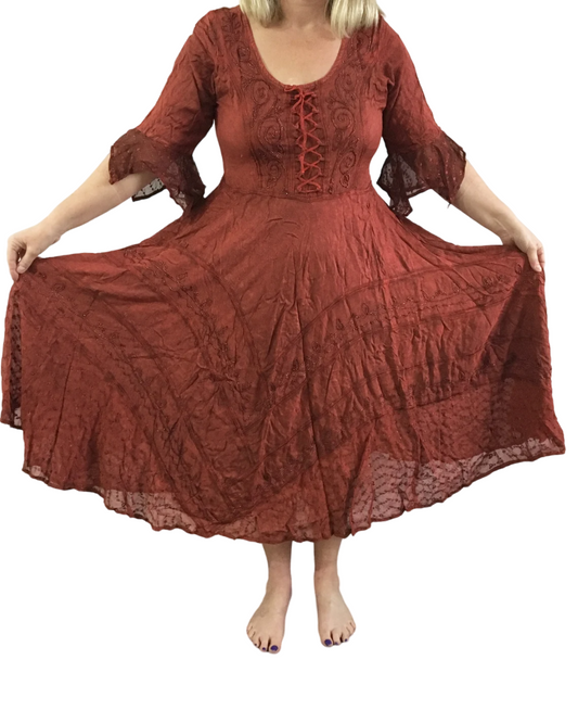 Red Long Maxi Medieval LARP Witchy Pagan Wicca Dress Wedding Plus Size 14 16 18
