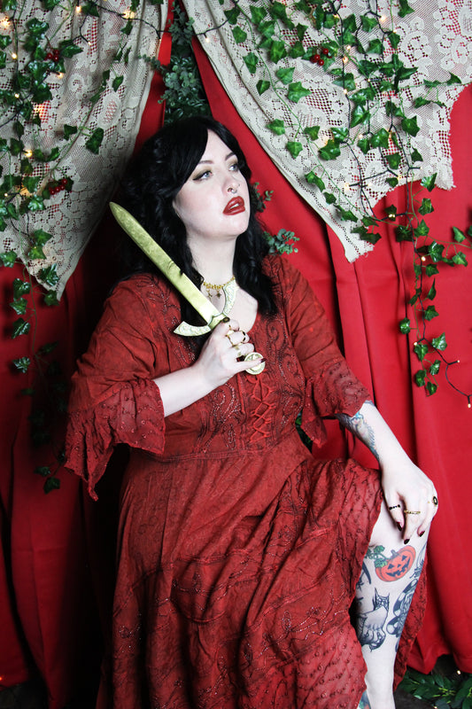 Red Long Maxi Medieval LARP Witchy Pagan Wicca Dress Wedding Plus Size 14 16 18