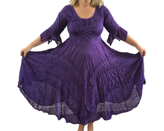 Purple Long Maxi Medieval LARP Witchy Pagan Wicca Dress Wedding Plus Size 14 16 18