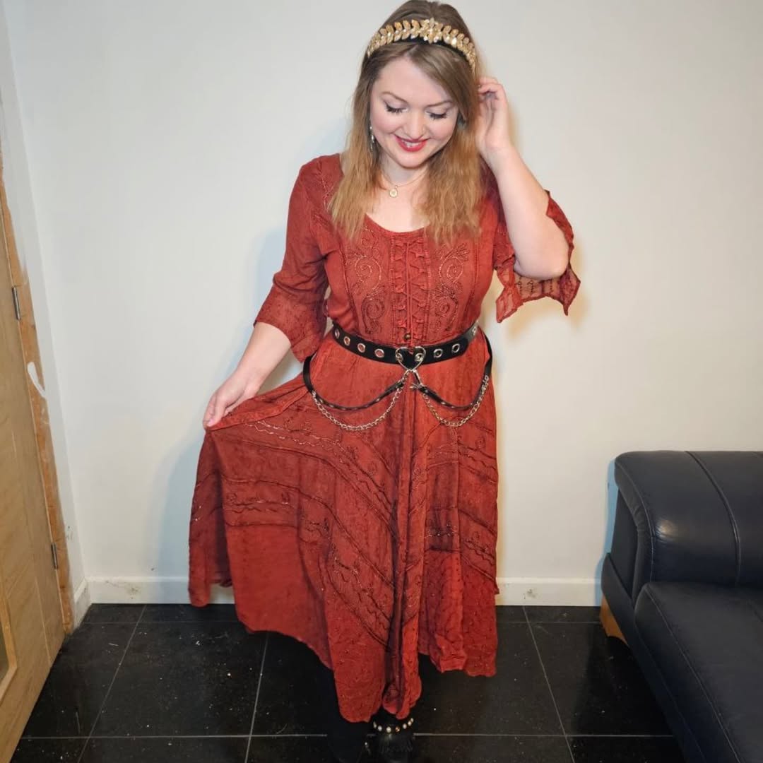 Red Long Maxi Medieval LARP Witchy Pagan Wicca Dress Wedding Plus Size 14 16 18